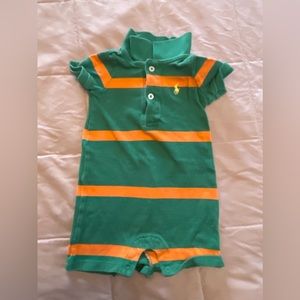 Ralph Lauren size 6 month striped polo shortall